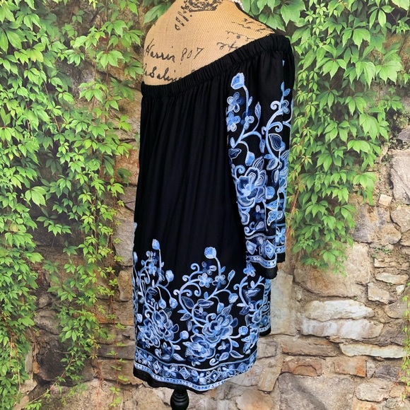 ALLISON JOY Black Off the Shoulder Dress, S - Picture 8 of 14